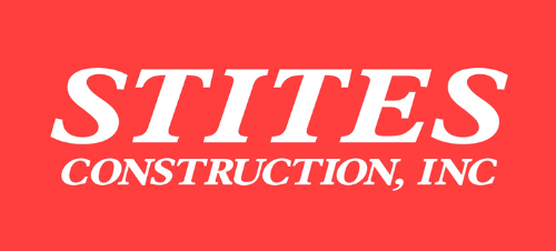 White text on a red background that reads STITES CONSTRUCTION, INC in bold capital letters. -JRPMTS