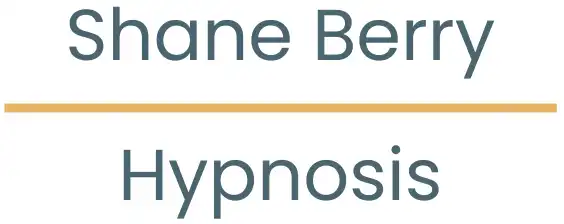 Text logo reading Shane Berry above a gold line, with Hypnosis written below in gray letters on a white background. -JRPMTS LLC
